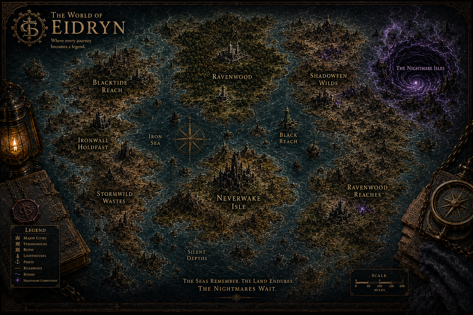 Map of Eidryn with named locations.