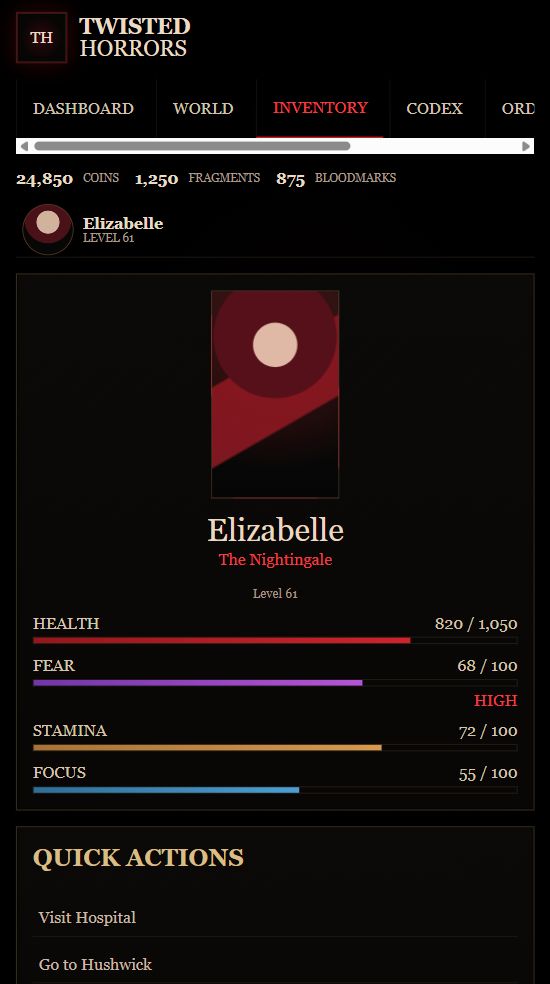Inventory page preview.